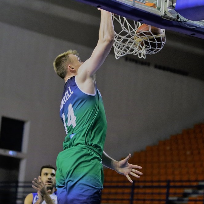 John Carroll scoring for Ireland away to Cyprus in the FIBA EuroBasket 2025 pre-qualifiers
