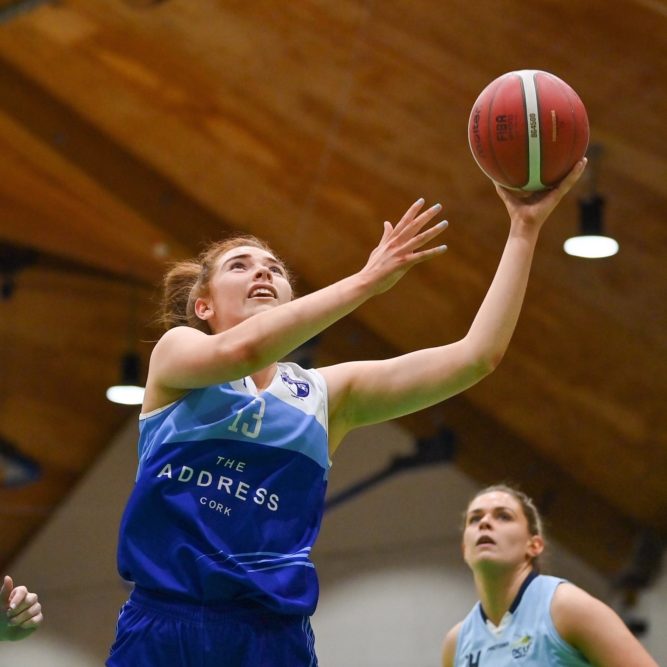 Claire Melia scoring for Glanmire against DCU Mercy in the Irsh women's cup final