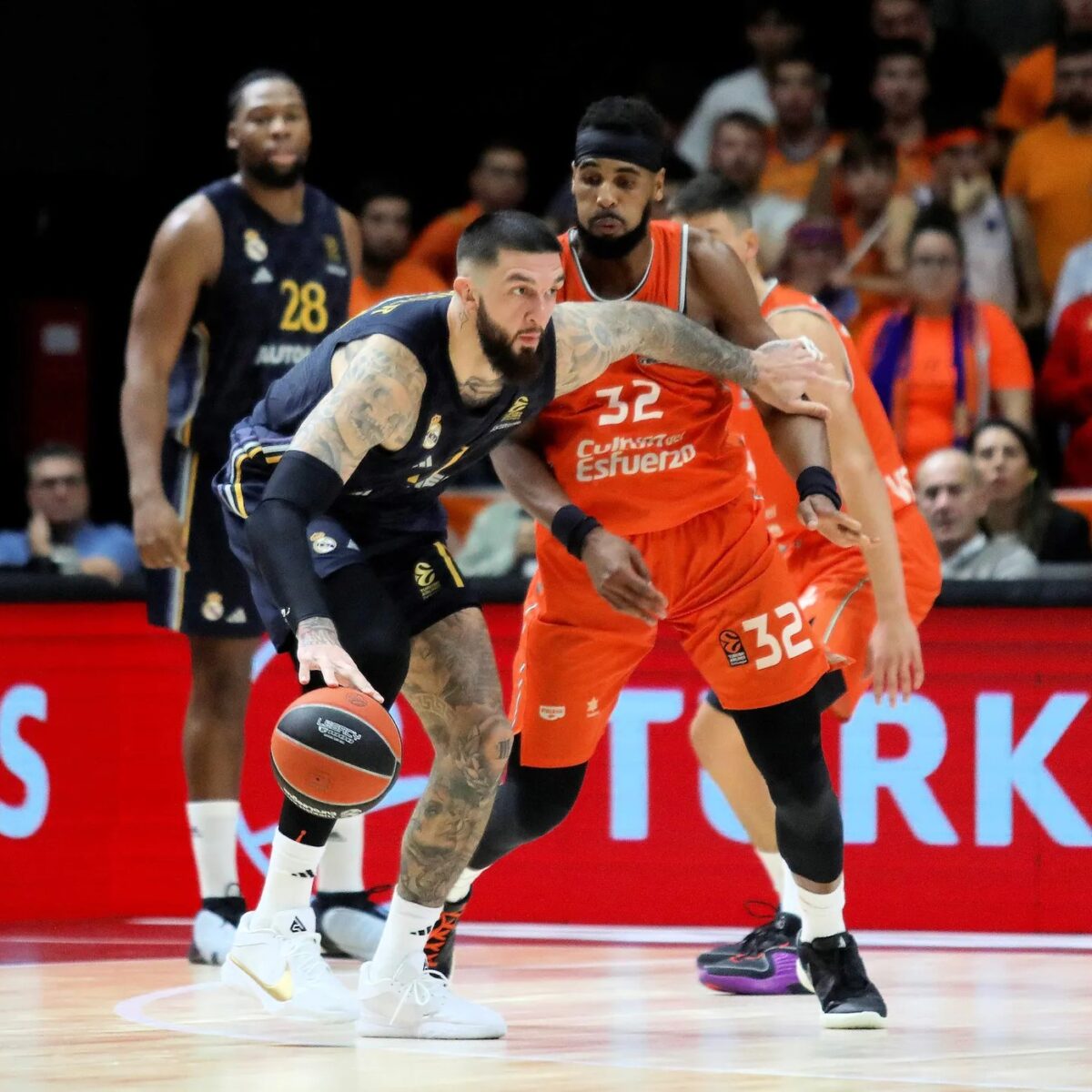 Vincent Poirier of Real Madrid and Brandon Davies of Valencia are set to do battle in Euroleague Basketball