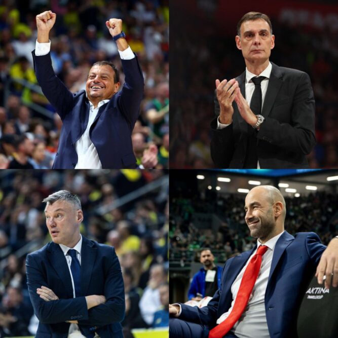 The Euroleague Final Four isn’t just about players. Meet the coaches shaping 2025: Ergin Ataman, Georgios Bartzokas, Sarunas Jasikevicius, and Vassilis Spanoulis.