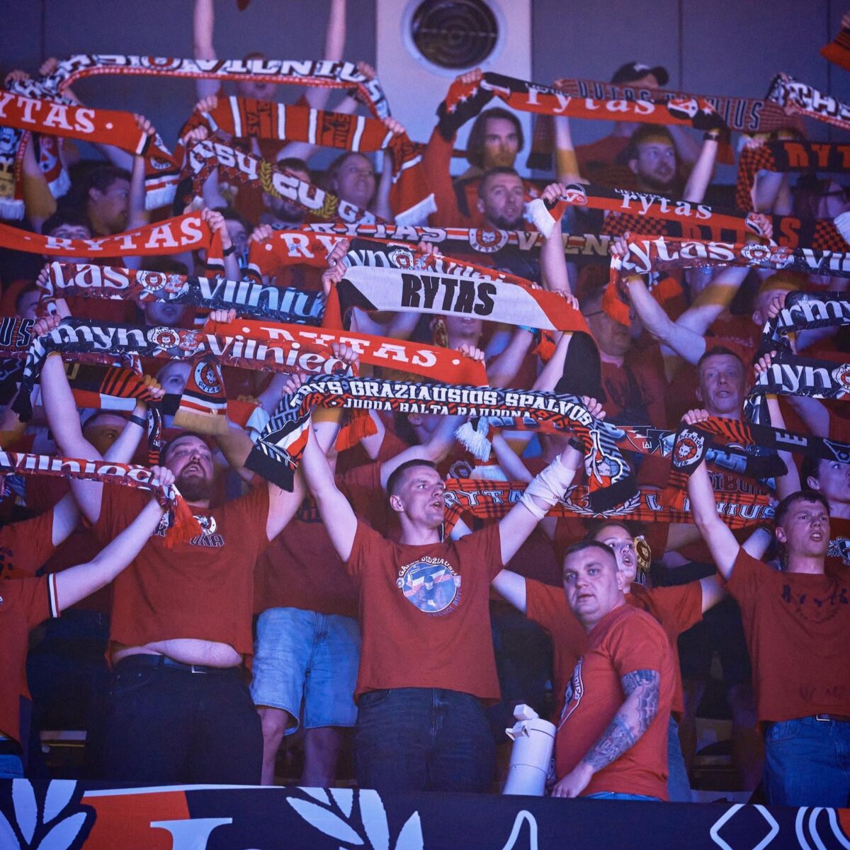 Even when their team was in a big hole, the Rytas fans who made the trip from Vilnius kept believing until the end. Photo: Basketball Champions League.