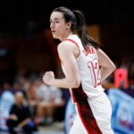Caitlin Clark in action for USA against Czechia at the 2026 FIBA Women's World Cup, with questions remaining over how she and Paige Bueckers are being used together. (Pic: FIBA)